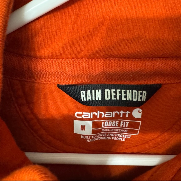 New Carhartt Orange Half-Zip Hoodie, Heavyweight, Rain Defender, Men’s Medium - Picture 3 of 7
